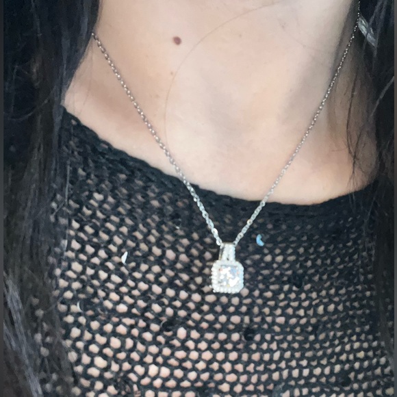 New Simulated Diamonds 925 Sterling Silver Sparkling Pave Pendant Neckla… - Picture 10 of 11